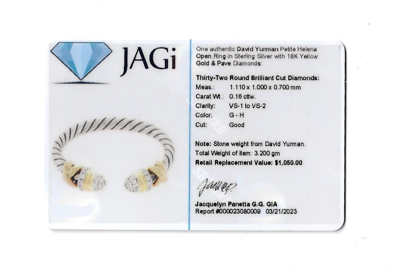 David Yurman Petite Helena Ring with Diamonds Sterling Silver and 18 Karat Gold 4