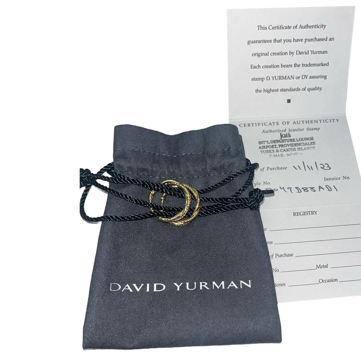 David Yurman Petite Infinity Hoop Earrings 17.3mm 18K Yellow Gold with Diamonds 3