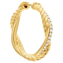 David Yurman Petite Infinity Hoop Boucles d'oreilles 17,3 mm en or jaune 18 carats avec diamants