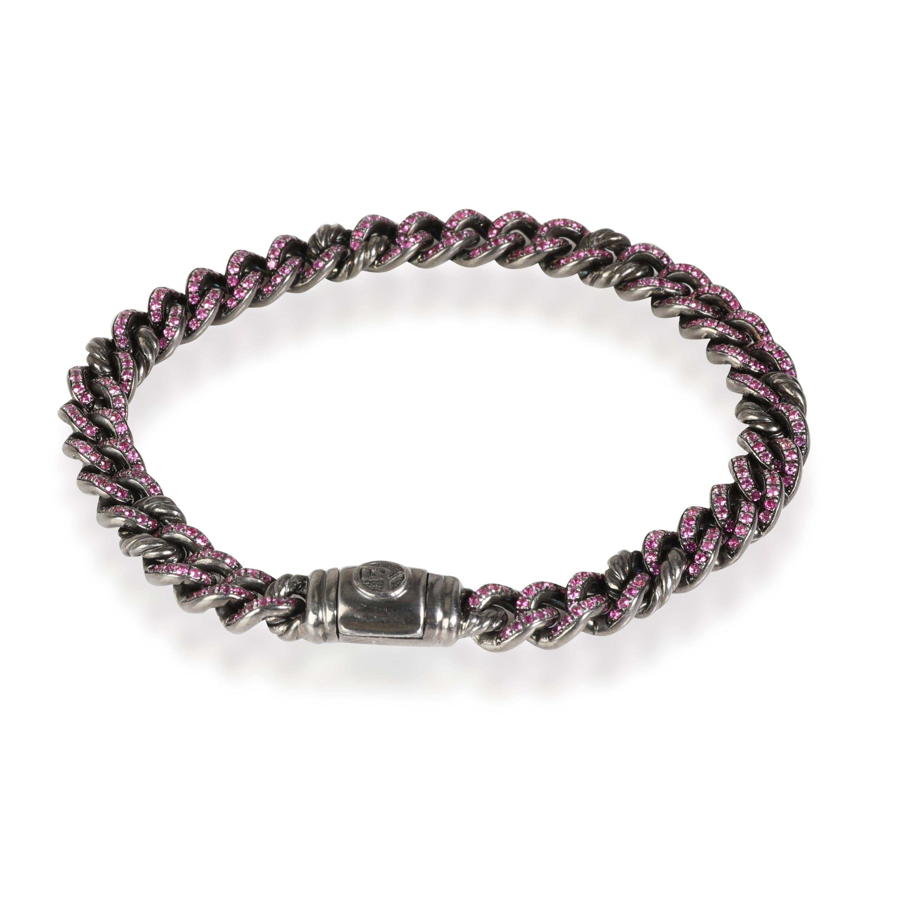 David Yurman Petite Pave Curb Link Pink Sapphire Bracelet in  Sterling Silver

PRIMARY DETAILS
SKU: 115902
Listing Title: David Yurman Petite Pave Curb Link Pink Sapphire Bracelet in  Sterling Silver
Condition Description: Retails for 4200 USD. In