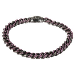 David Yurman Petite Pave Curb Link Pink Sapphire Bracelet in Sterling Silver