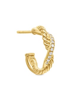 David Yurman Petite Pave Unendlichkeit Diamant Huggie Hoop Ohrringe 18K Gelbgold