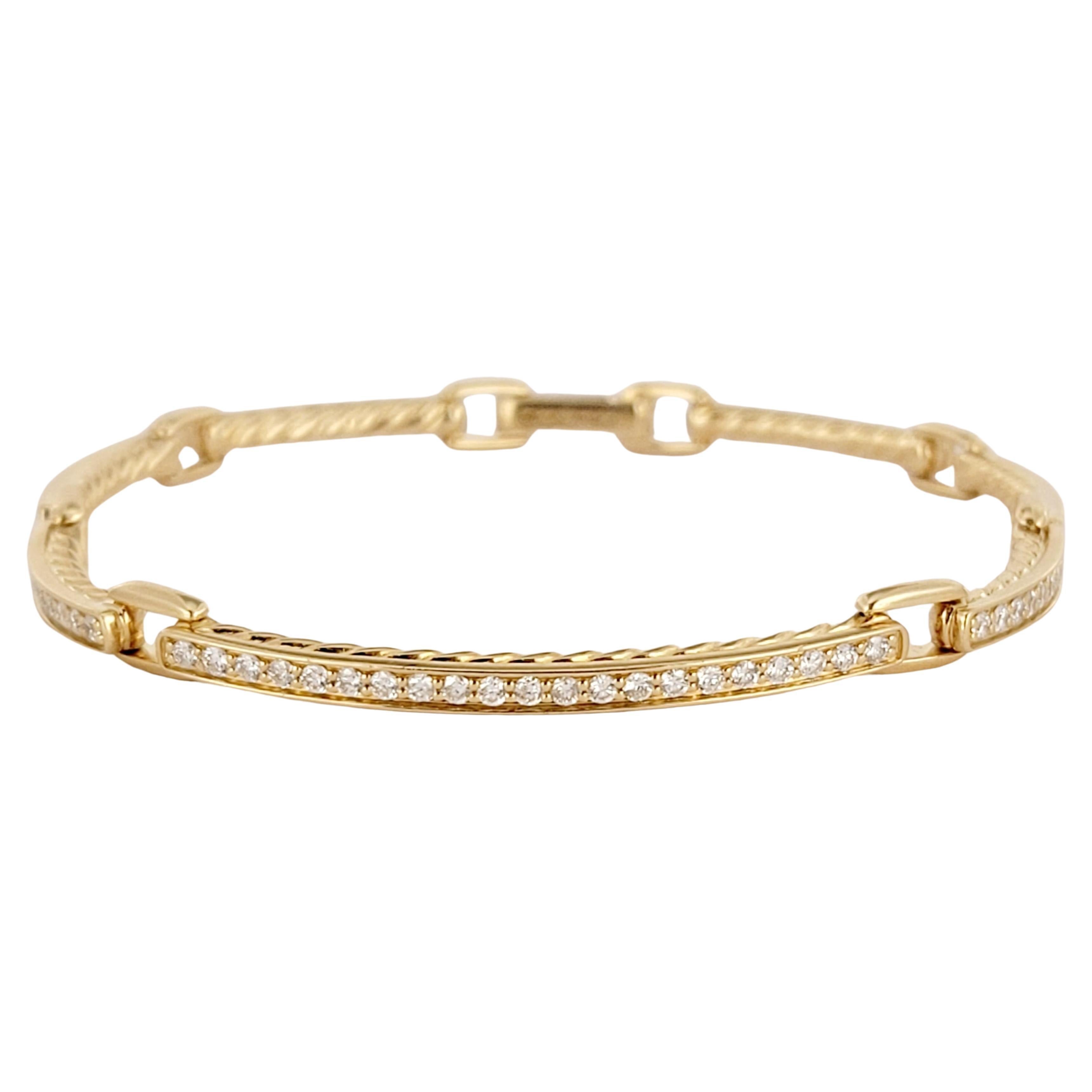 David Yurman Petite Pave Link Bracelet with Diamonds in 18K Gold, Size S For Sale