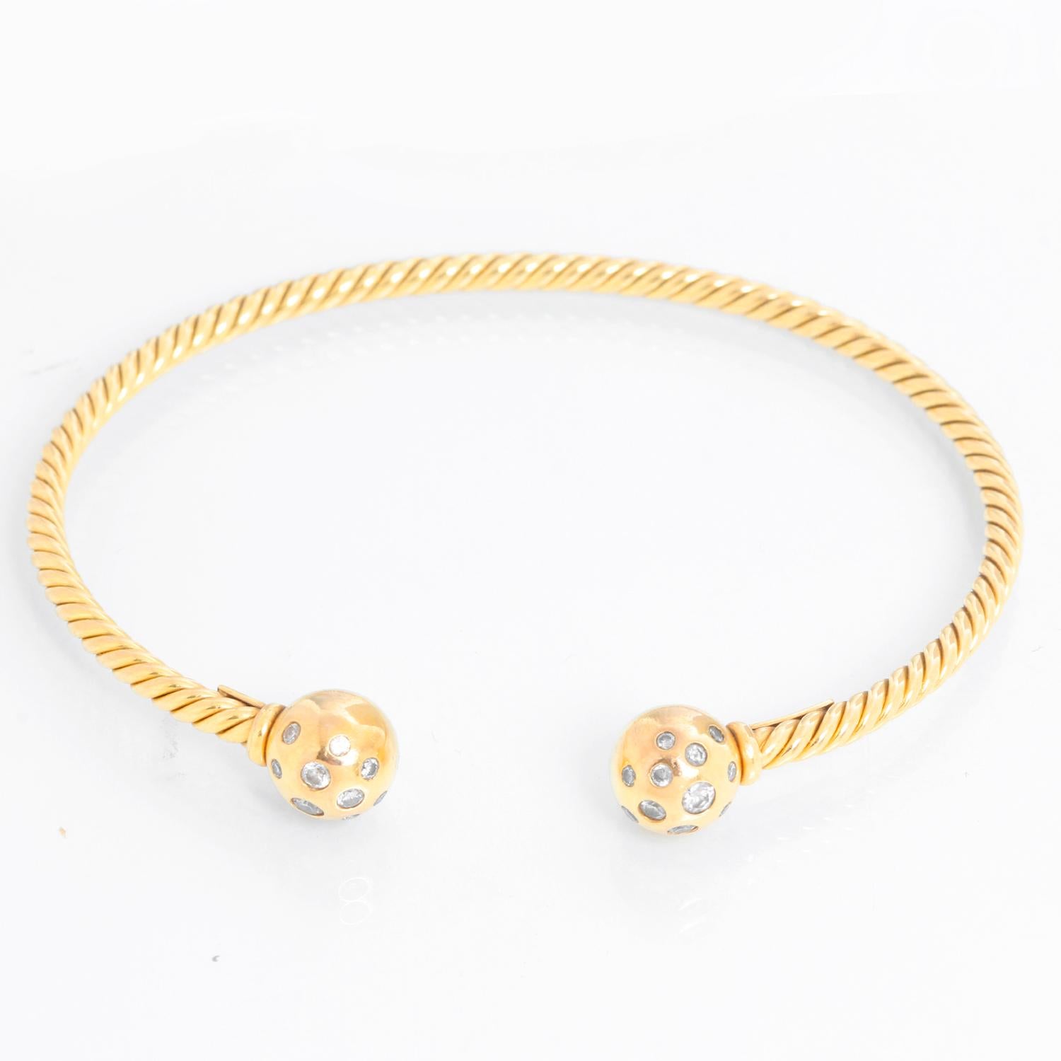 David Yurman Petite Solari Bead Pave Diamond Bracelet - 18K Yellow Gold with Pavé Diamonds weighing .25 carats of diamonds. Beads measure 6 mm. . Bracelet measures 2.6 mm. Pre-owned with custom box .