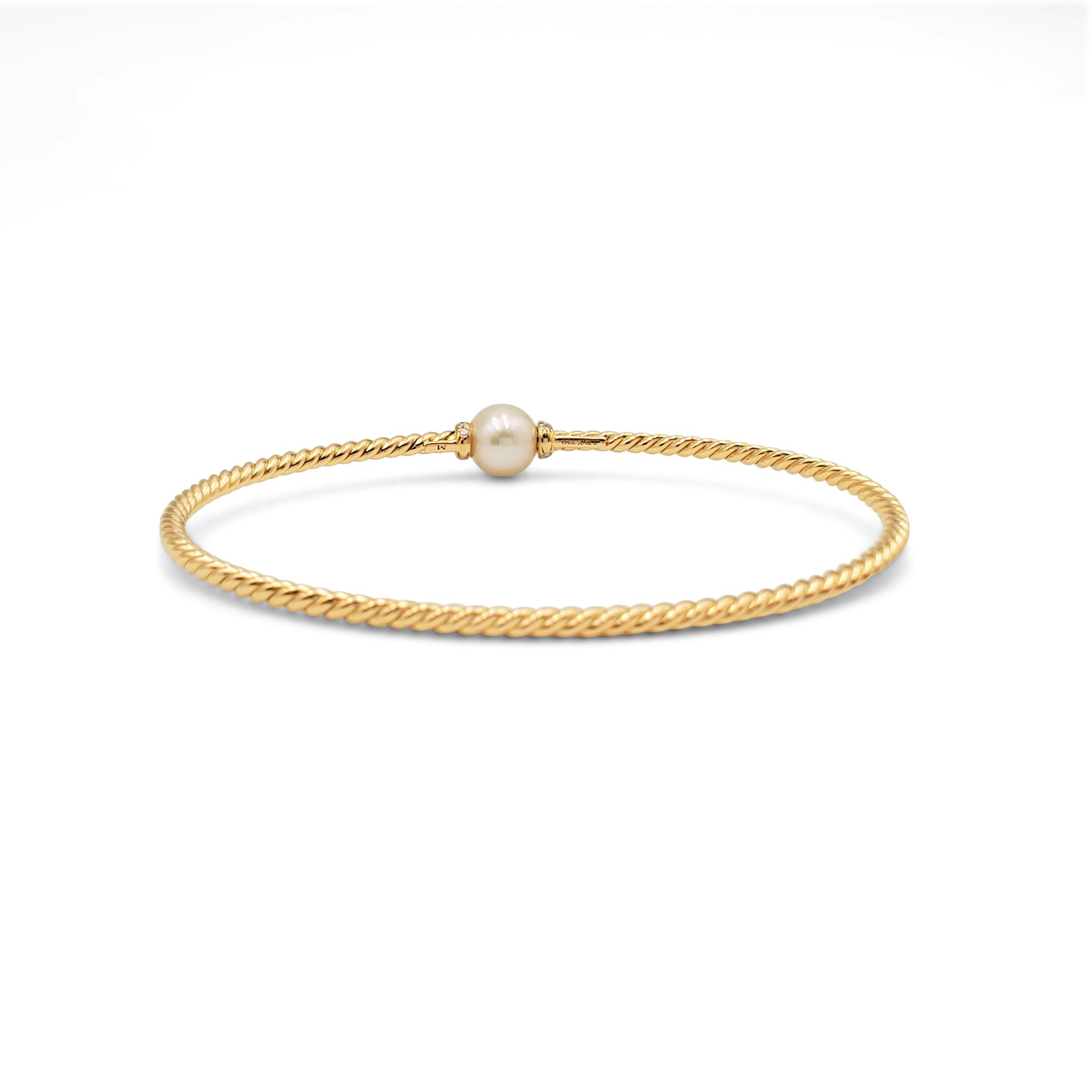 Round Cut David Yurman 'Petite Solari' Station Bracelet with Cultured Pearl and Diamonds