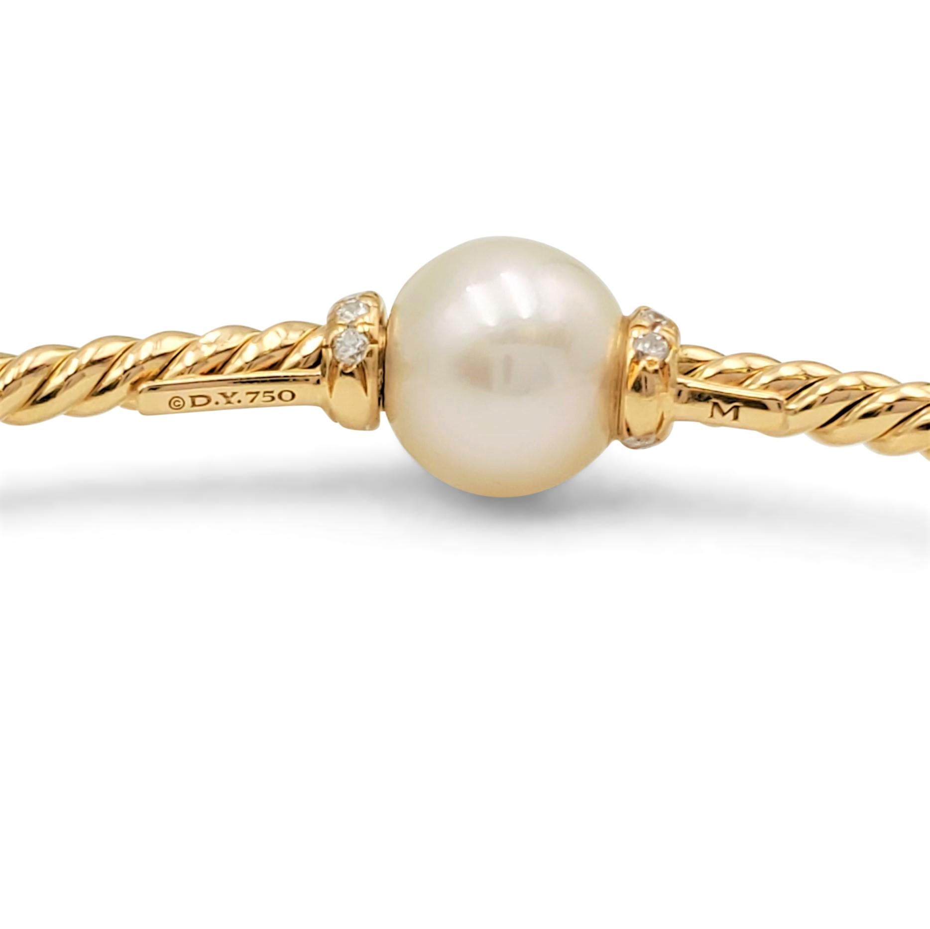 David Yurman 'Petite Solari' Station Bracelet with Cultured Pearl and Diamonds In Excellent Condition In New York, NY