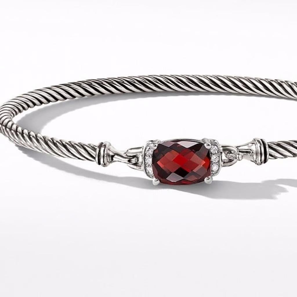 David Yurman Petit bracelet Colllection avec grenats taille coussin et diamants en vente 5