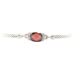 David Yurman Petite Wheaton Colllection Cushion Cut Garnet And Diamond Bracelet