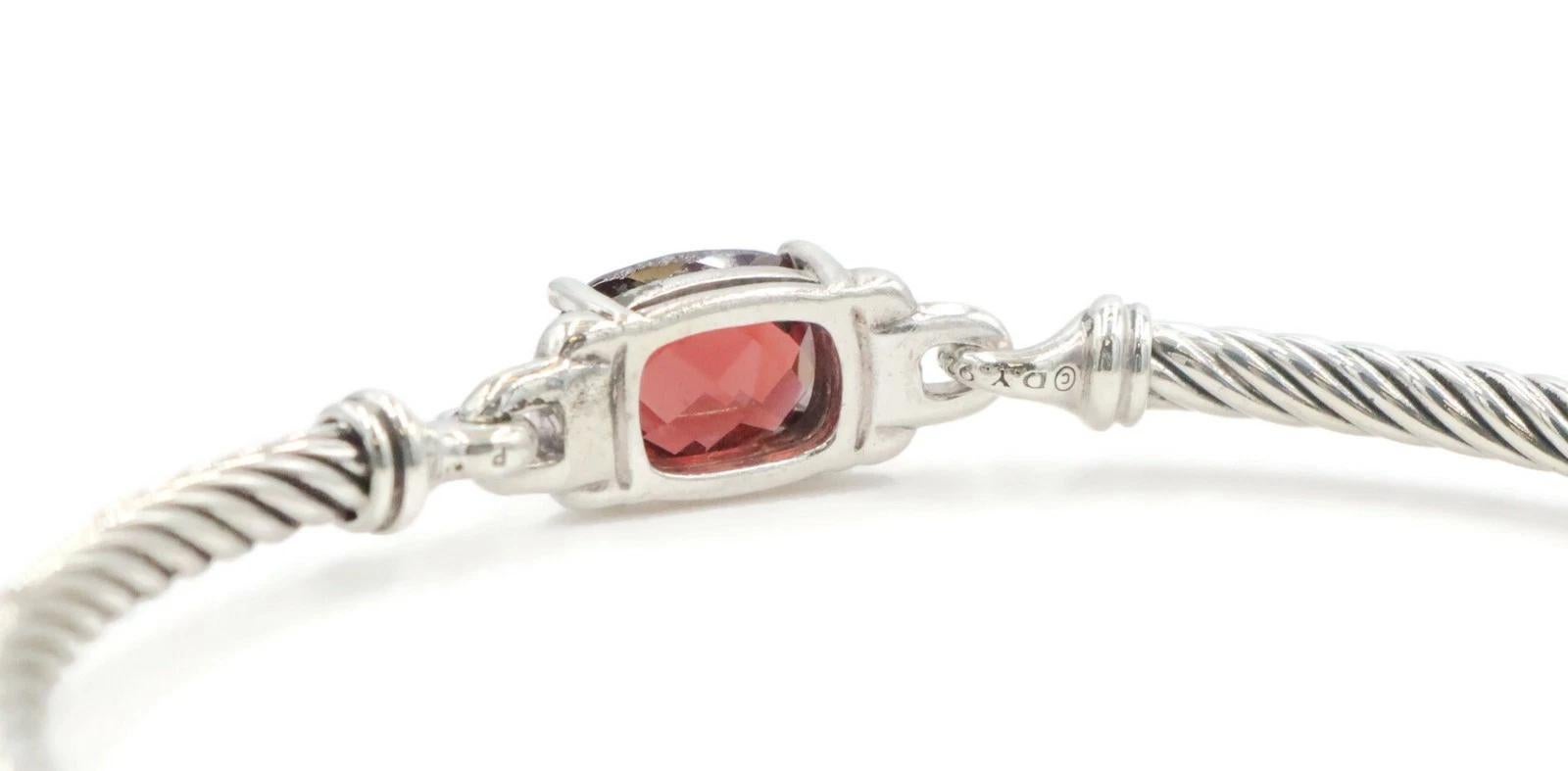 David Yurman Petit bracelet Colllection avec grenats taille coussin et diamants Excellent état - En vente à New York, NY