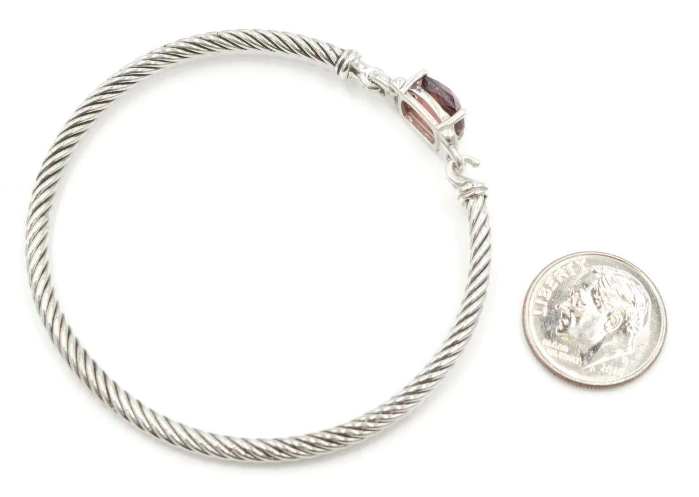 David Yurman Petit bracelet Colllection avec grenats taille coussin et diamants Unisexe en vente