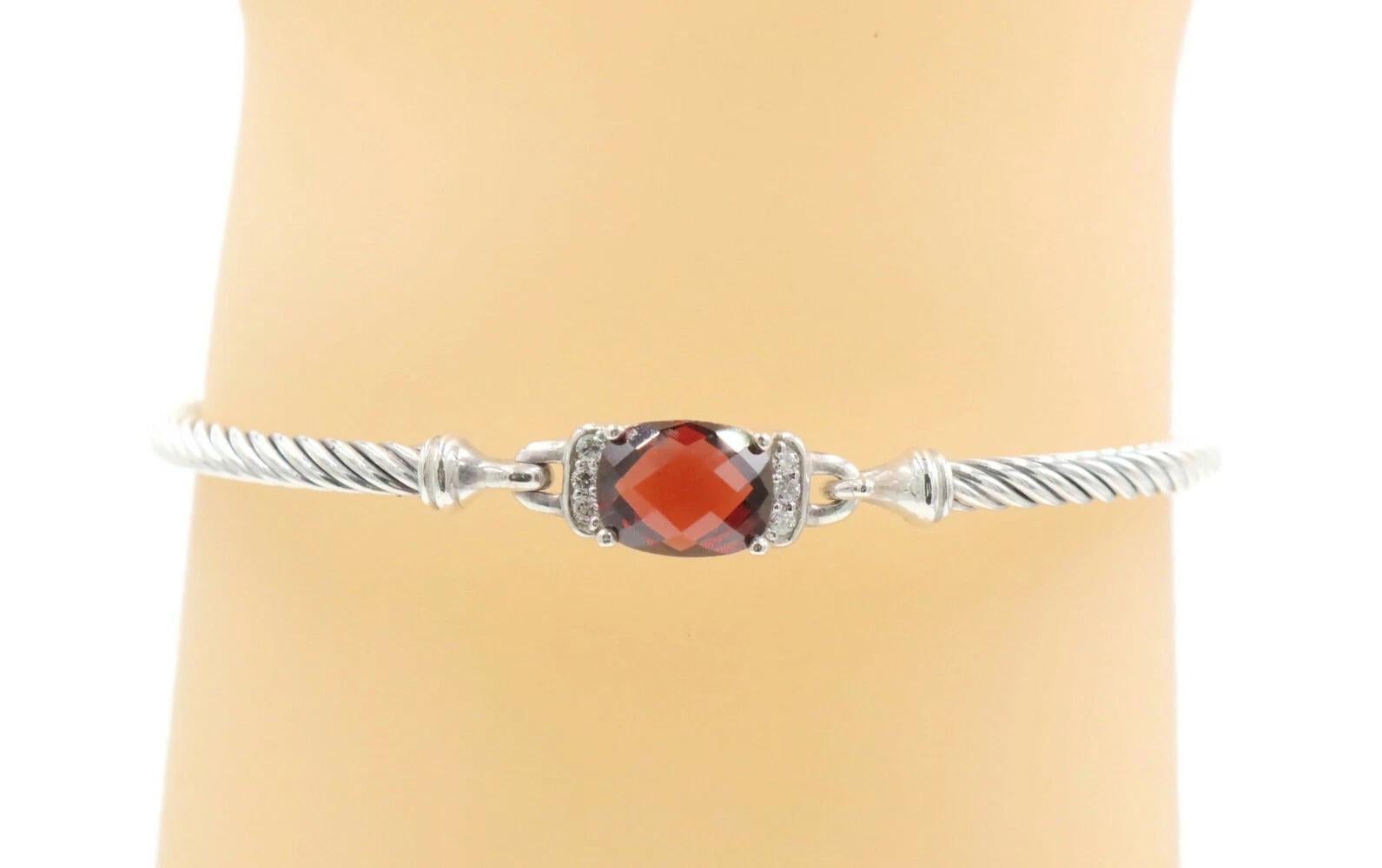 David Yurman Petit bracelet Colllection avec grenats taille coussin et diamants en vente 2