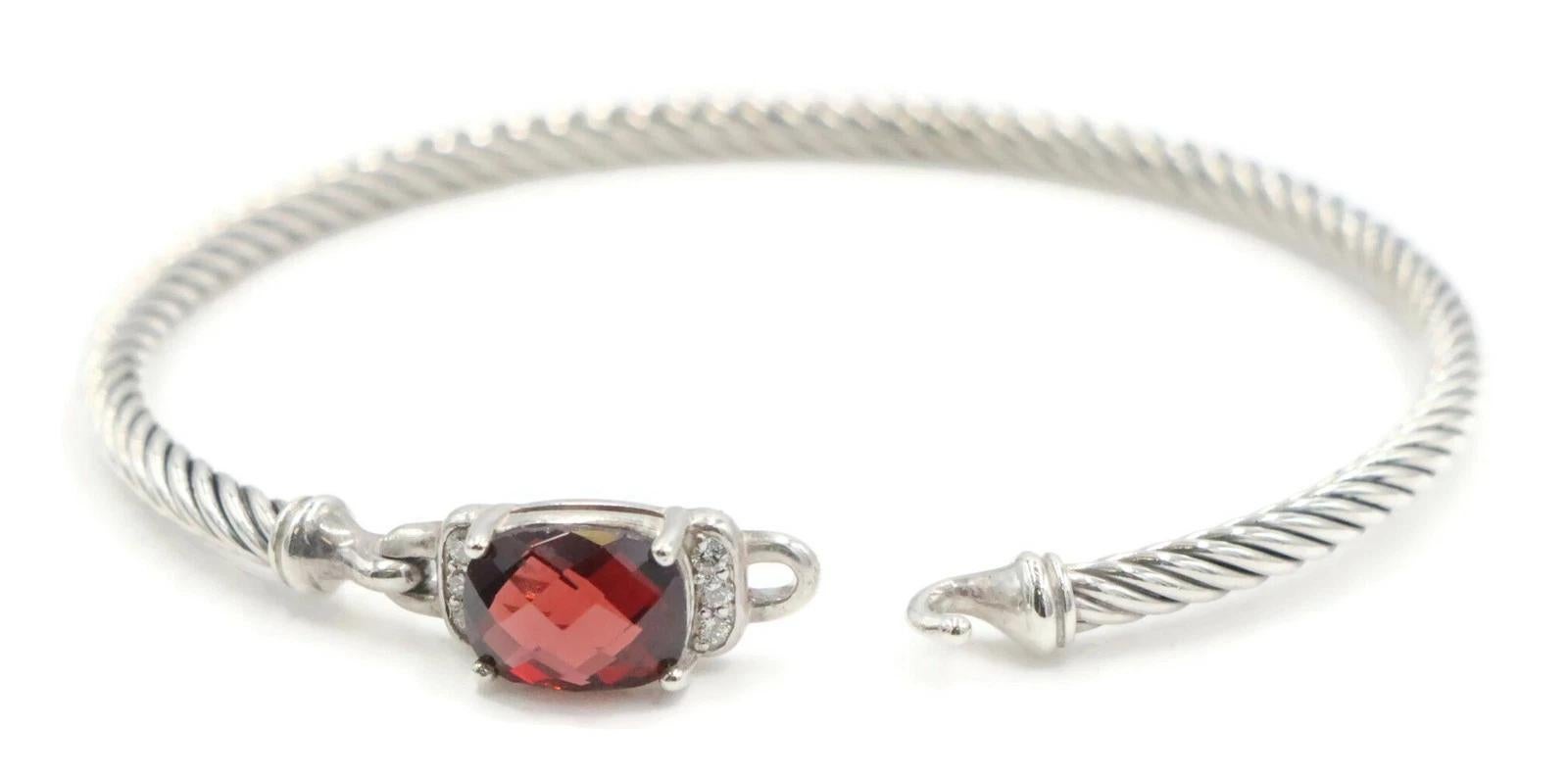 David Yurman Petit bracelet Colllection avec grenats taille coussin et diamants en vente 4