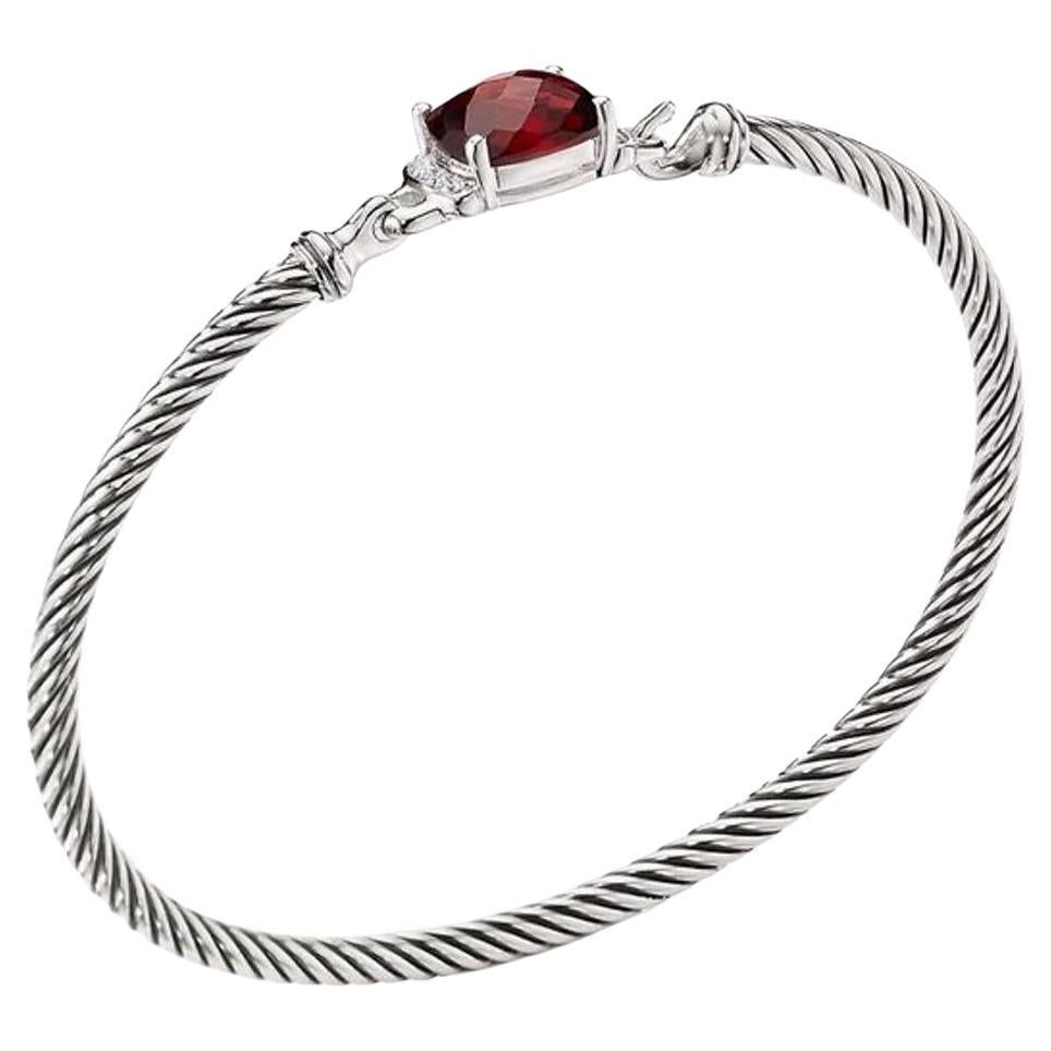 David Yurman Petit bracelet Colllection avec grenats taille coussin et diamants en vente