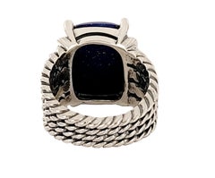 David Yurman Petite Wheaton Ring with Lapis Lazuli and Diamonds