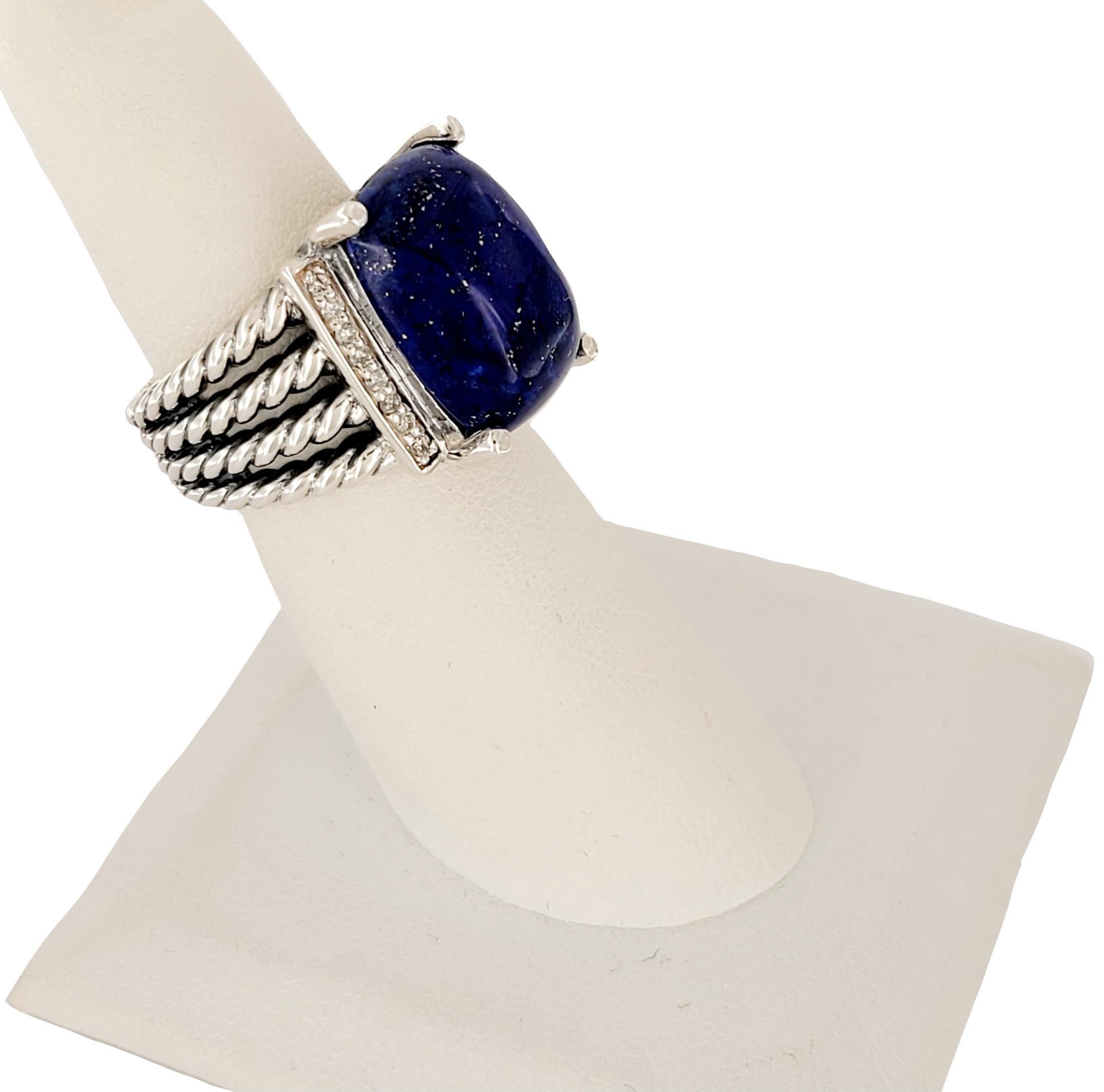 Anillo Petite Wheaton de David Yurman con lapislázuli y diamantes Corte radiante en venta