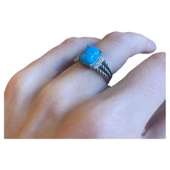 David Yurman Petite Wheaton Turquoise & Diamond Ring 