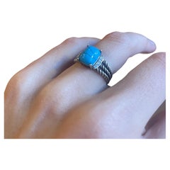 David Yurman Petite Wheaton Turquoise & Diamond Ring