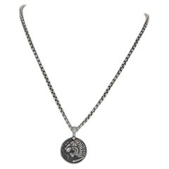David Yurman Petrvs Lion Amulet Men's Necklace 26" -925 Sterling 3.6mm Box Chain