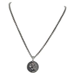 David Yurman Petrvs Lion Amulet Men's Necklace 26" -925 Sterling 3.6mm Box Chain