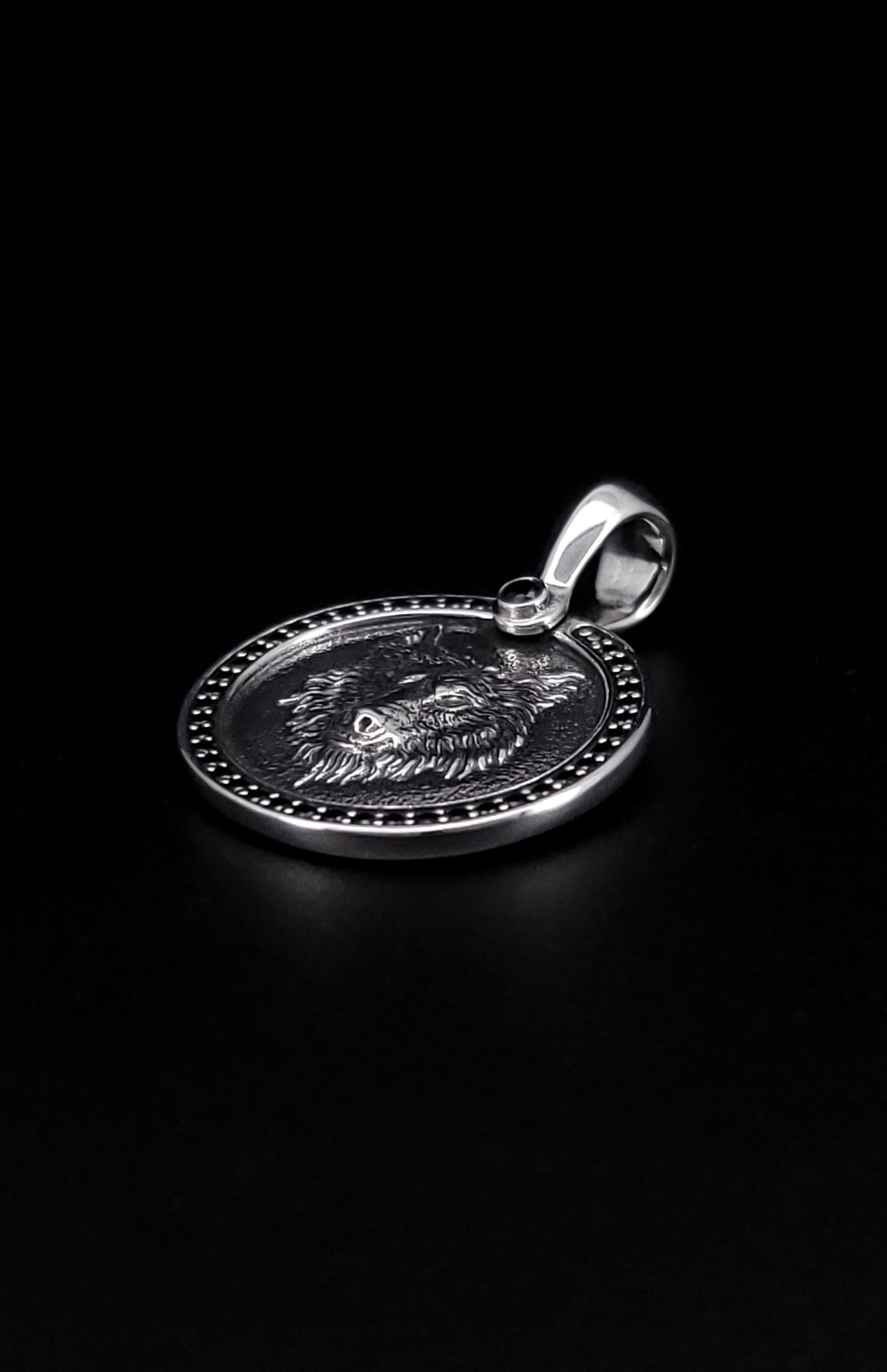 Women's or Men's David Yurman Petrvs Wolf Amulet Sterling Silver with Black Diamonds