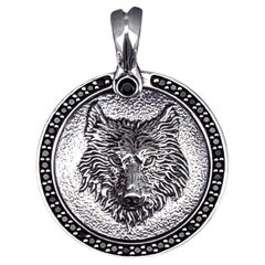 David Yurman Petrvs Wolf Amulet Sterling Silver with Black Diamonds