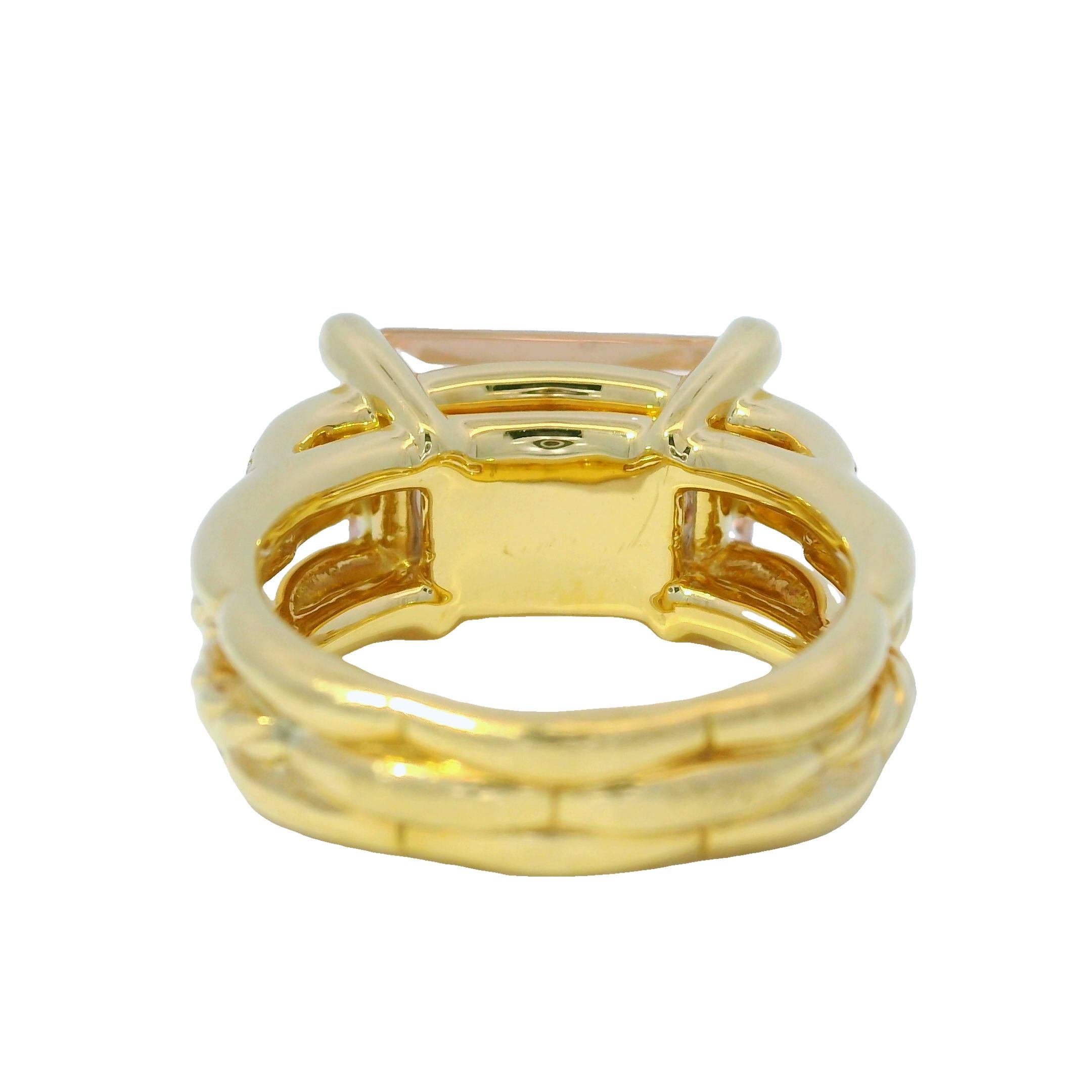 David Yurman Rosa Morganit Smaragdschliff und Diamantring aus 18 Karat auf Lager Damen im Angebot