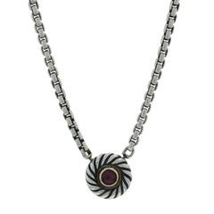 David Yurman Pink Tourmaline Cookie Necklace 16 3/4" - Sterling 925 Gold 14k