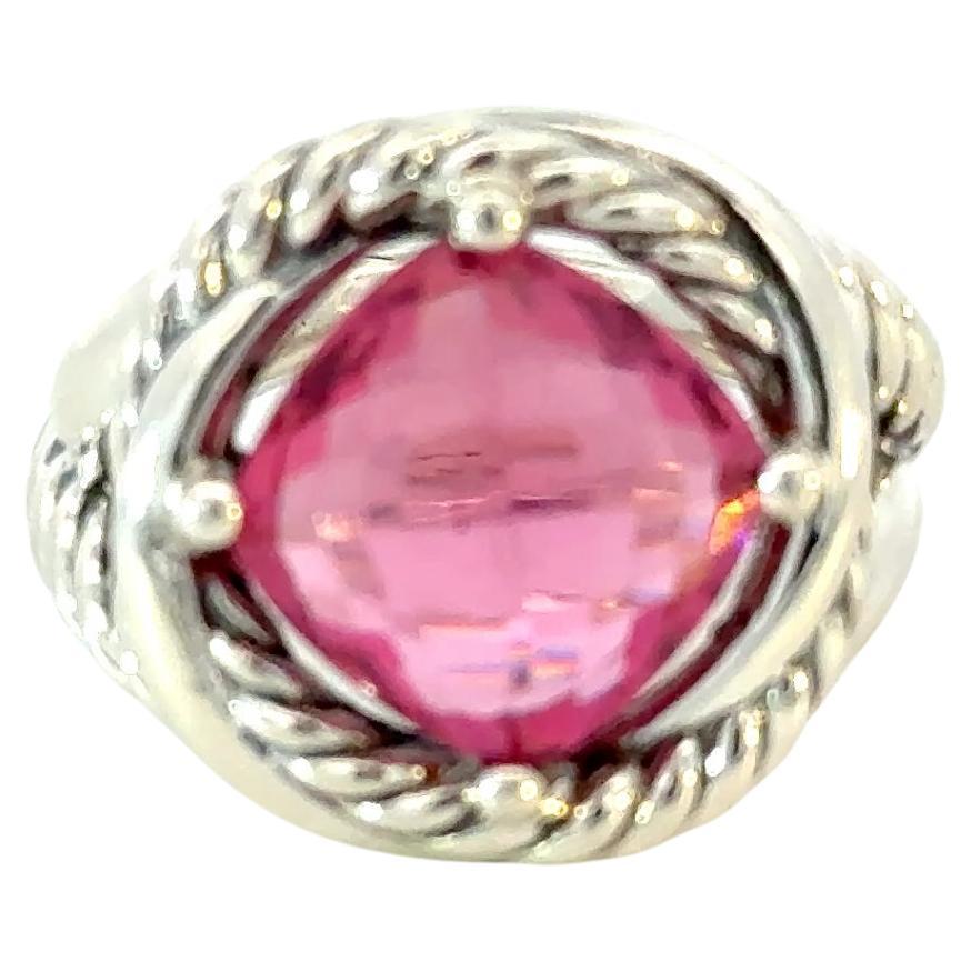 David Yurman Pink Tourmaline Ring Size 6 Sterling Silver Estate