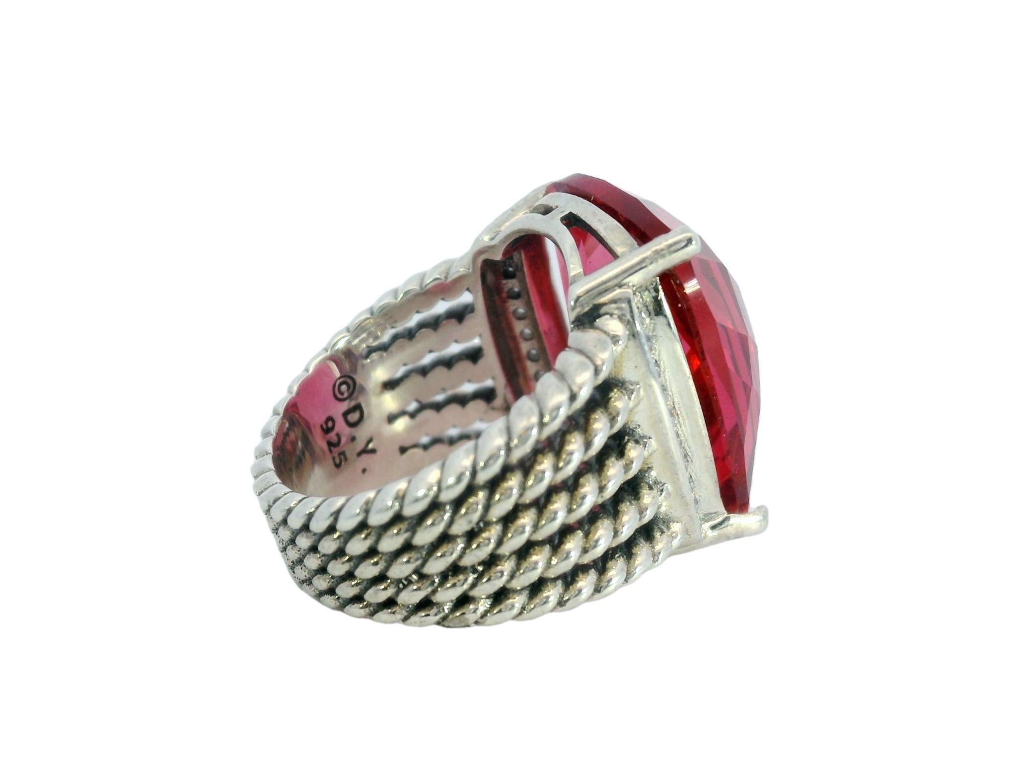 Women's David Yurman Pink Tourmaline Ring Sterling Silver with Diamonds