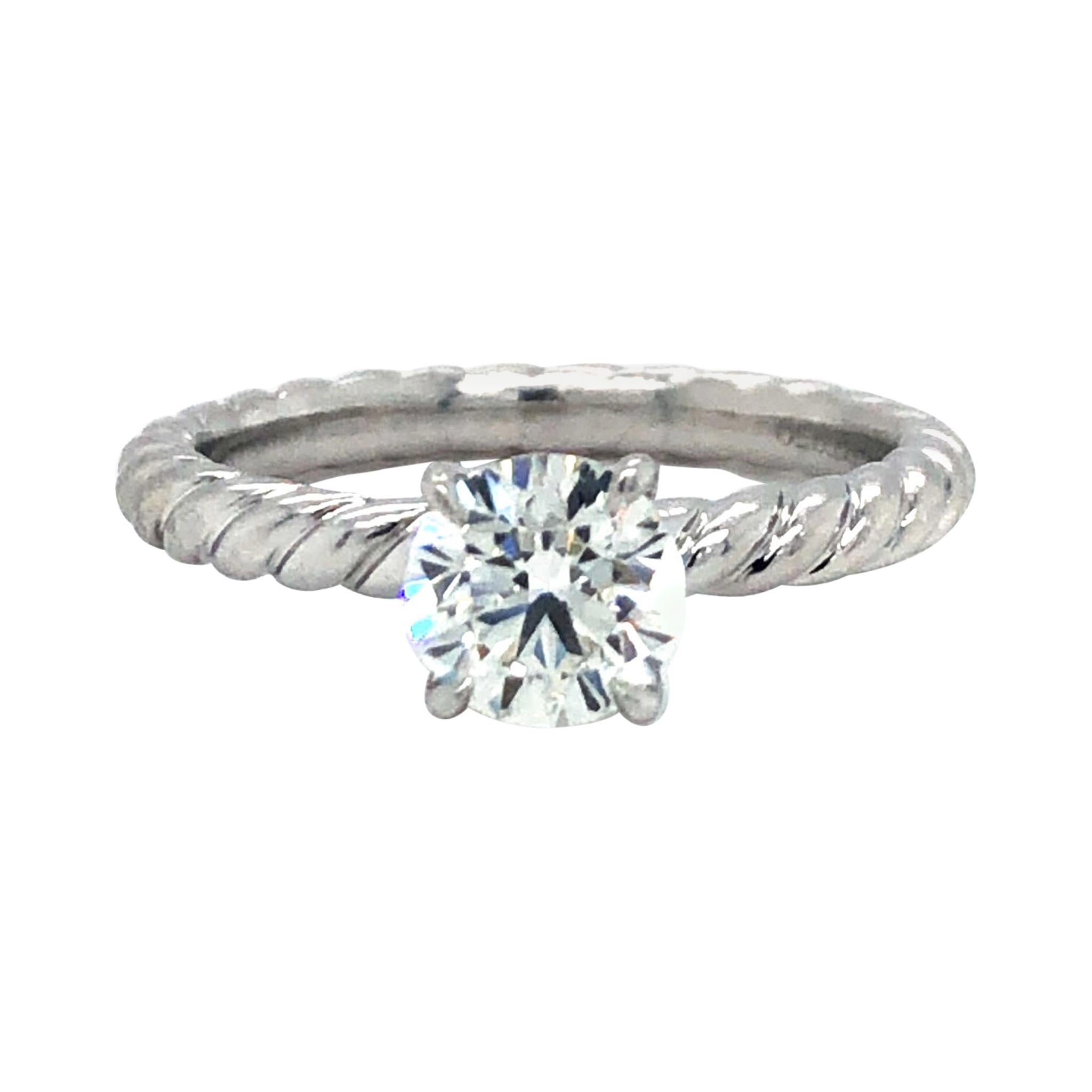 David Yurman Platinum 0.80 Carat Diamond GIA Solitaire Engagement Ring