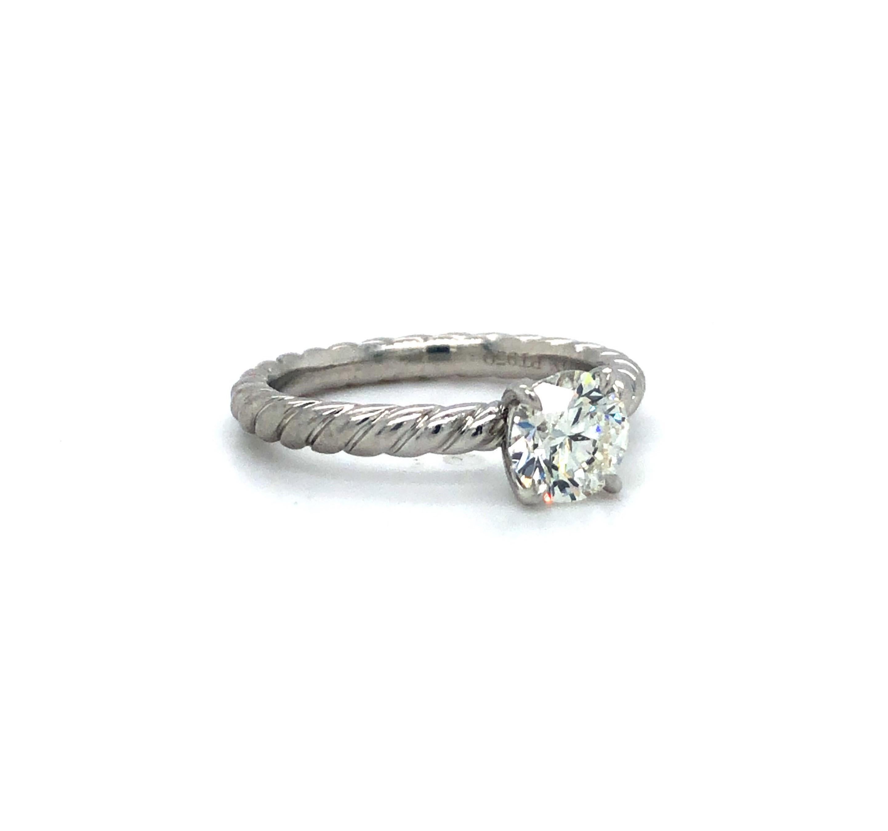 David Yurman Platinum .8ct Diamond GIA Solitaire Engagement Ring Size 5.25

Condition:  Excellent Condition, Professionally Cleaned and Polished
Metal:  Platinum (Marked, and Professionally Tested)
Diamond:  Round Cut Brilliant 0.80ct