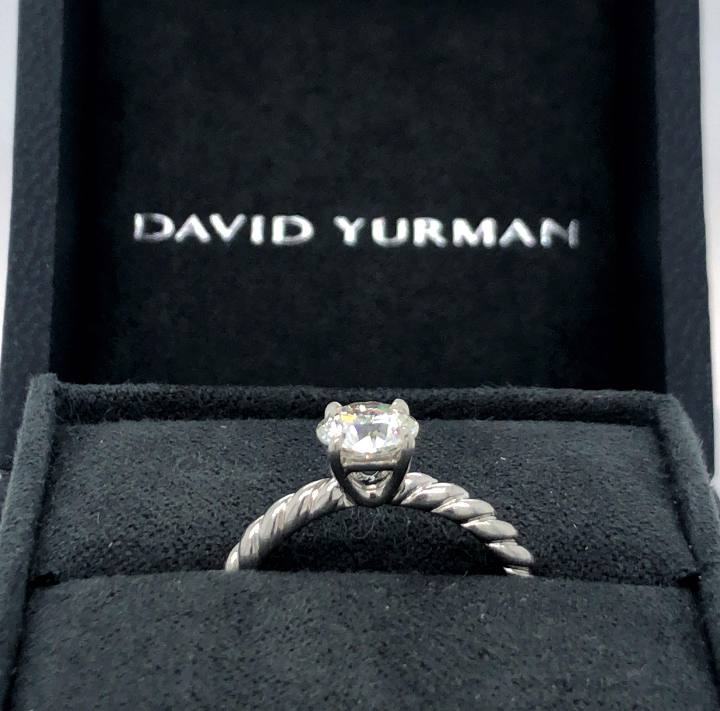 Women's David Yurman Platinum 0.80 Carat Diamond GIA Solitaire Engagement Ring