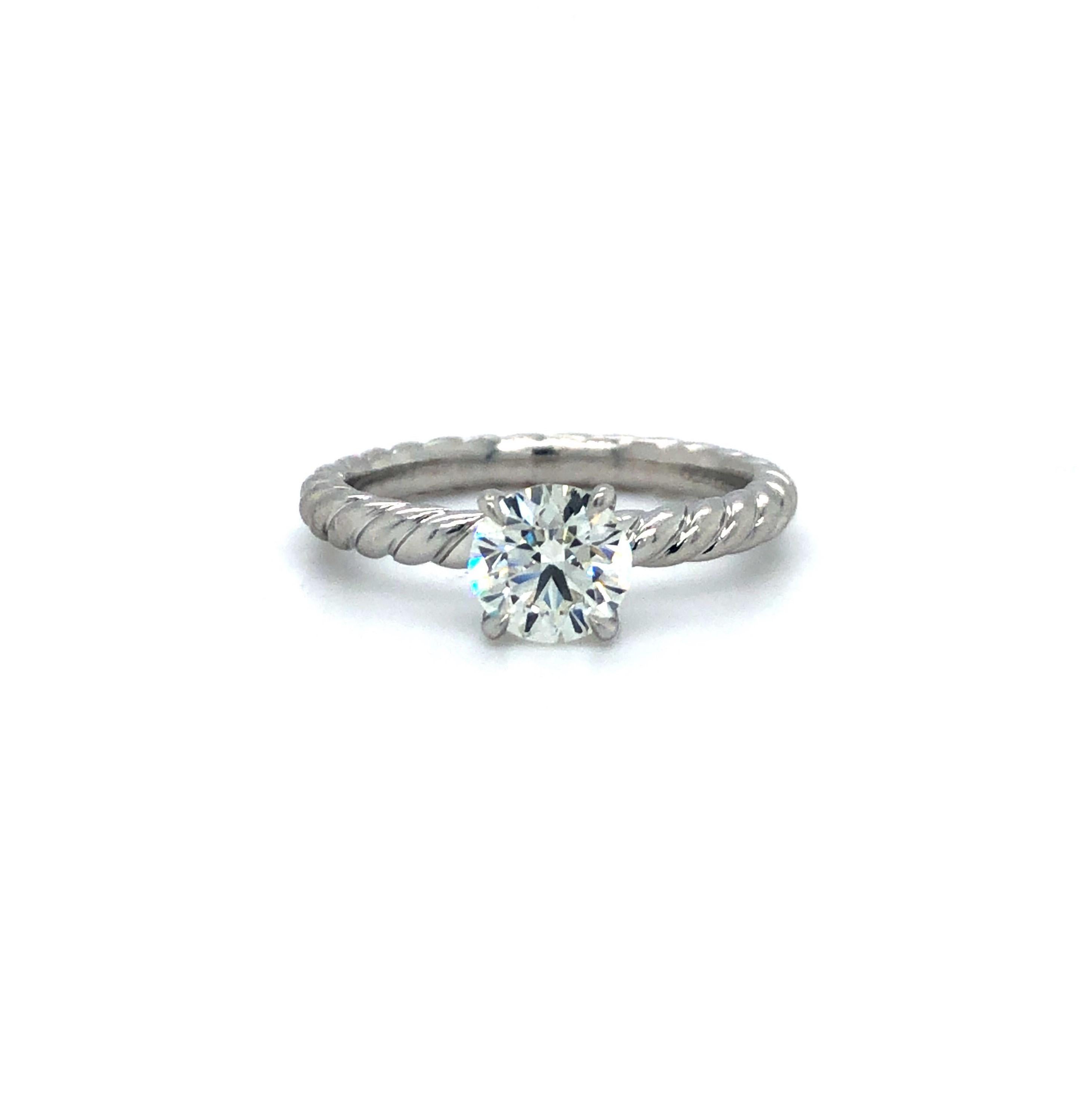 David Yurman Platinum 0.80 Carat Diamond GIA Solitaire Engagement Ring 1