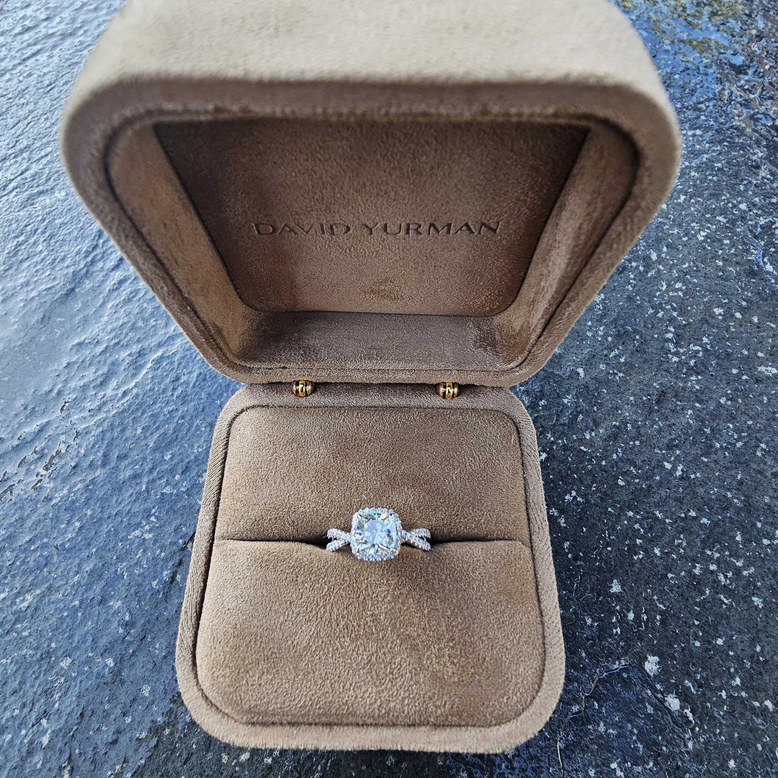 David Yurman Anillo de compromiso de diamantes en platino Infinito GIA Cojín 1,16 I SI1 en venta 11