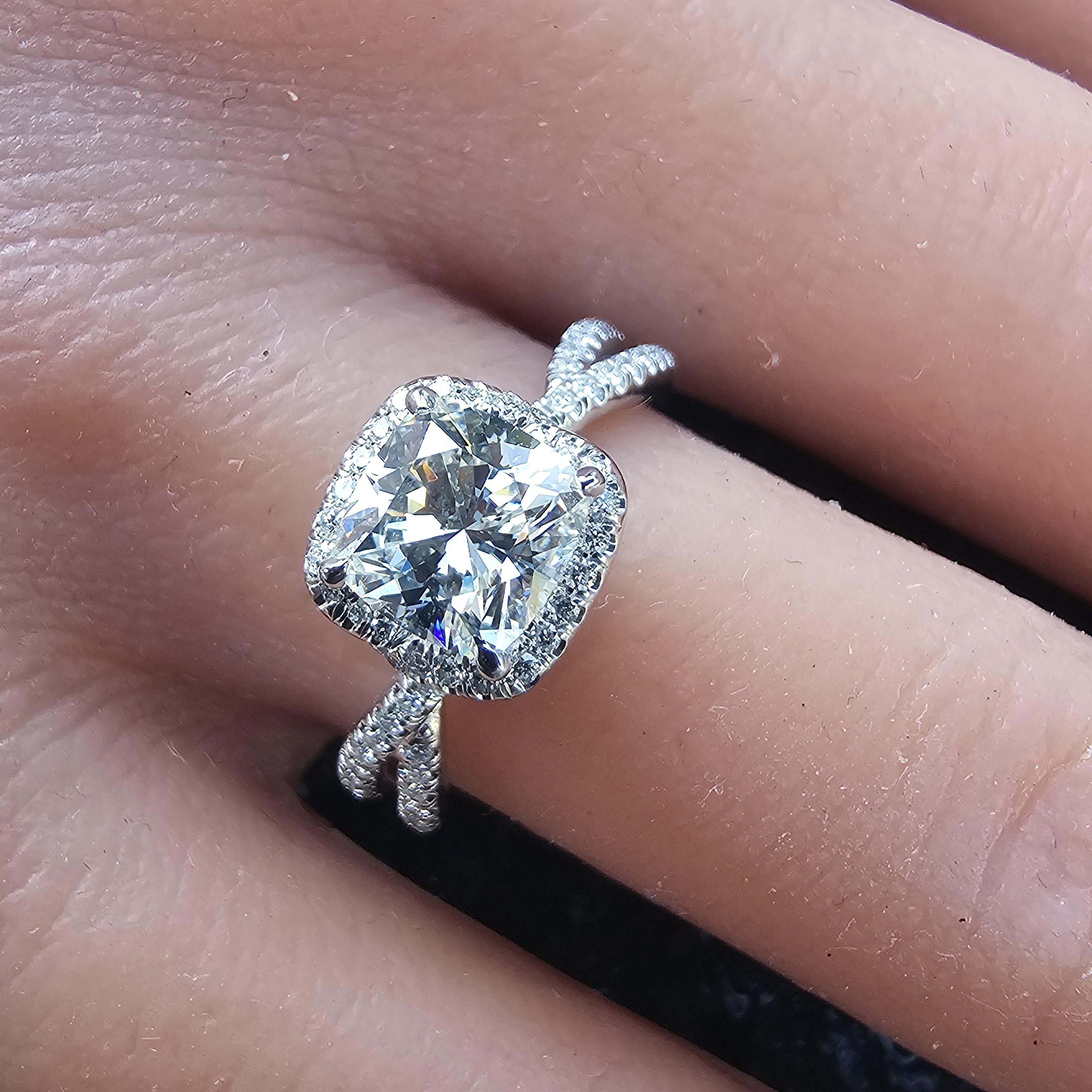 David Yurman Anillo de compromiso de diamantes en platino Infinito GIA Cojín 1,16 I SI1 Corte cojín en venta