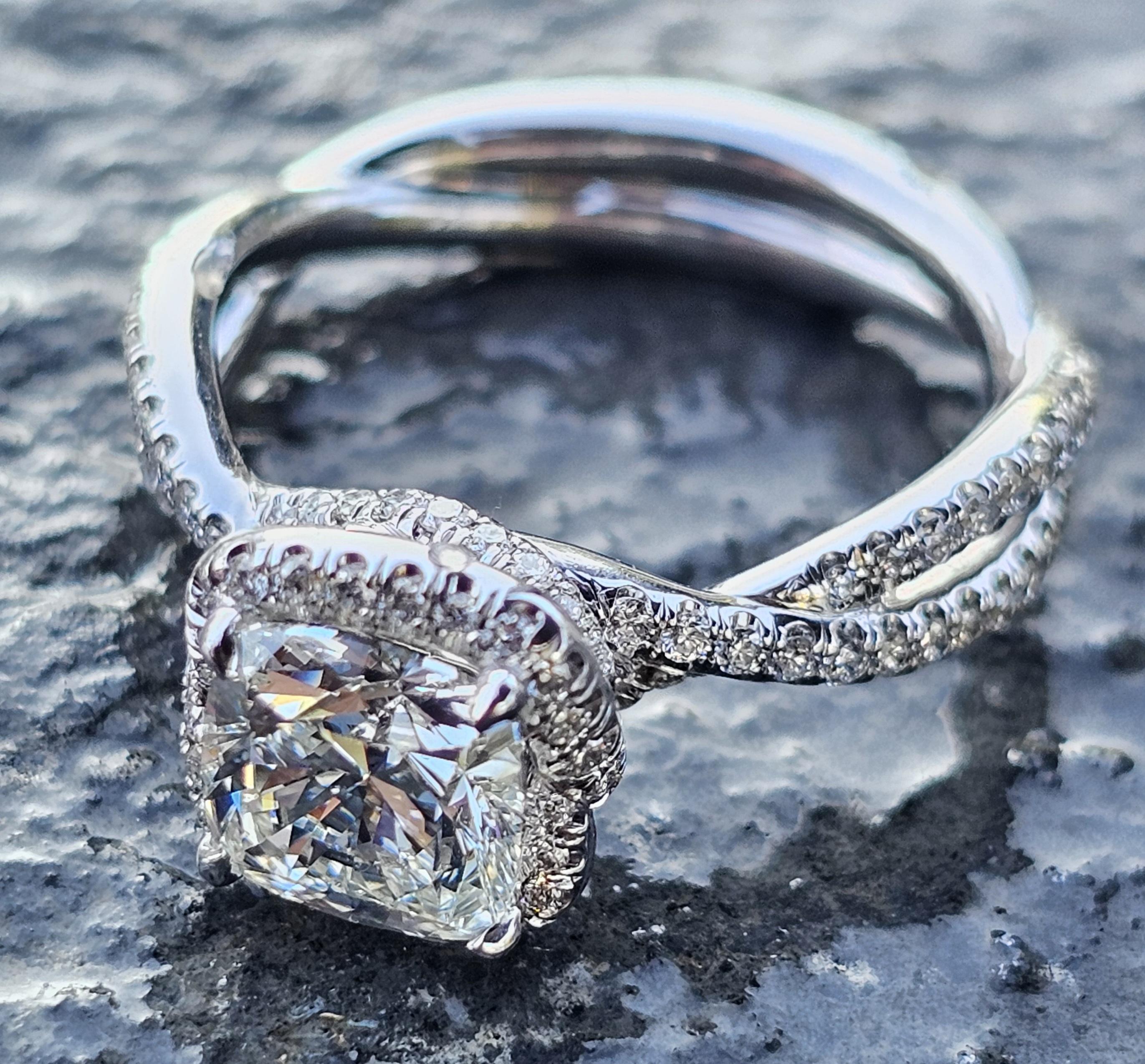 David Yurman Anillo de compromiso de diamantes en platino Infinito GIA Cojín 1,16 I SI1 en venta 4