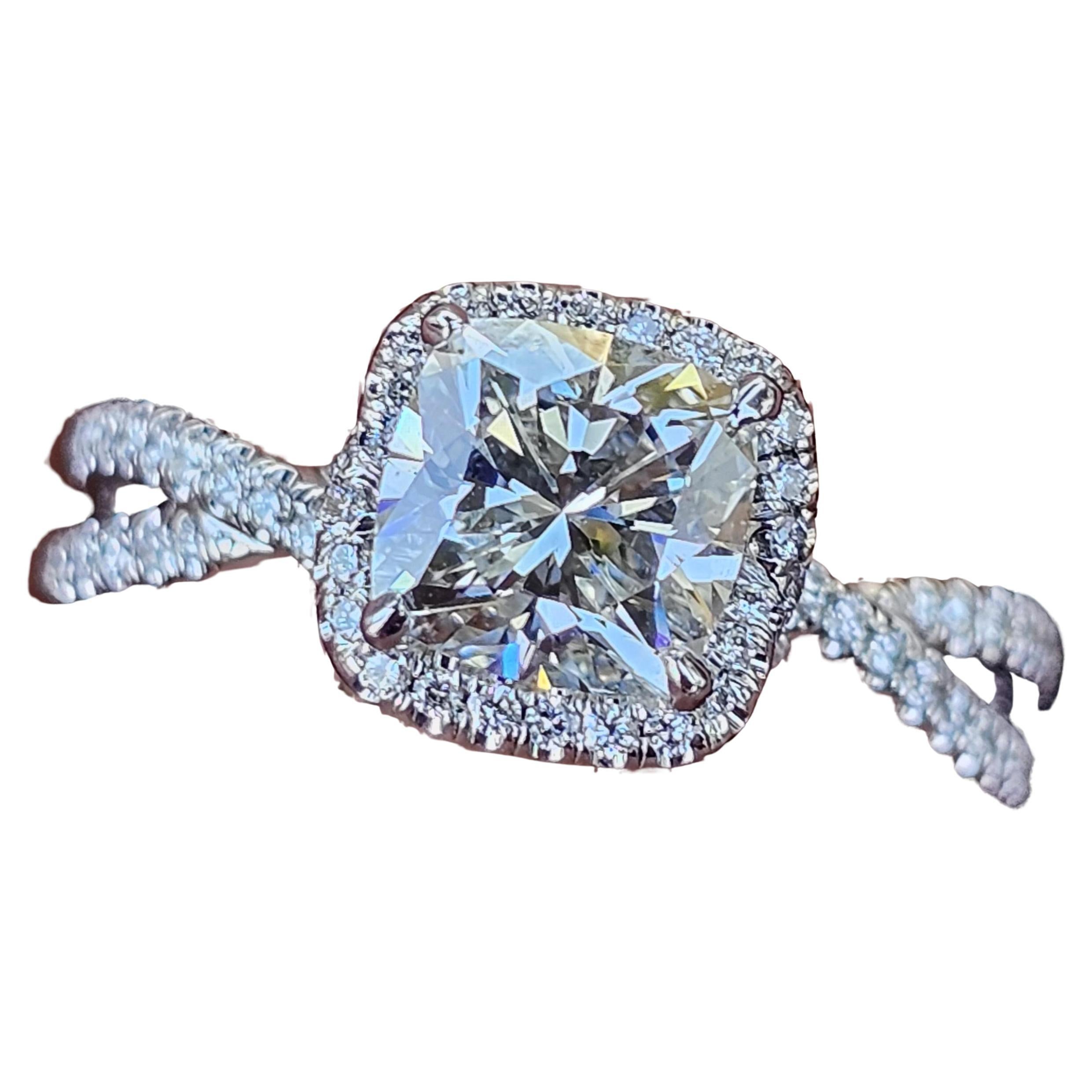 David Yurman Anillo de compromiso de diamantes en platino Infinito GIA Cojín 1,16 I SI1 en venta