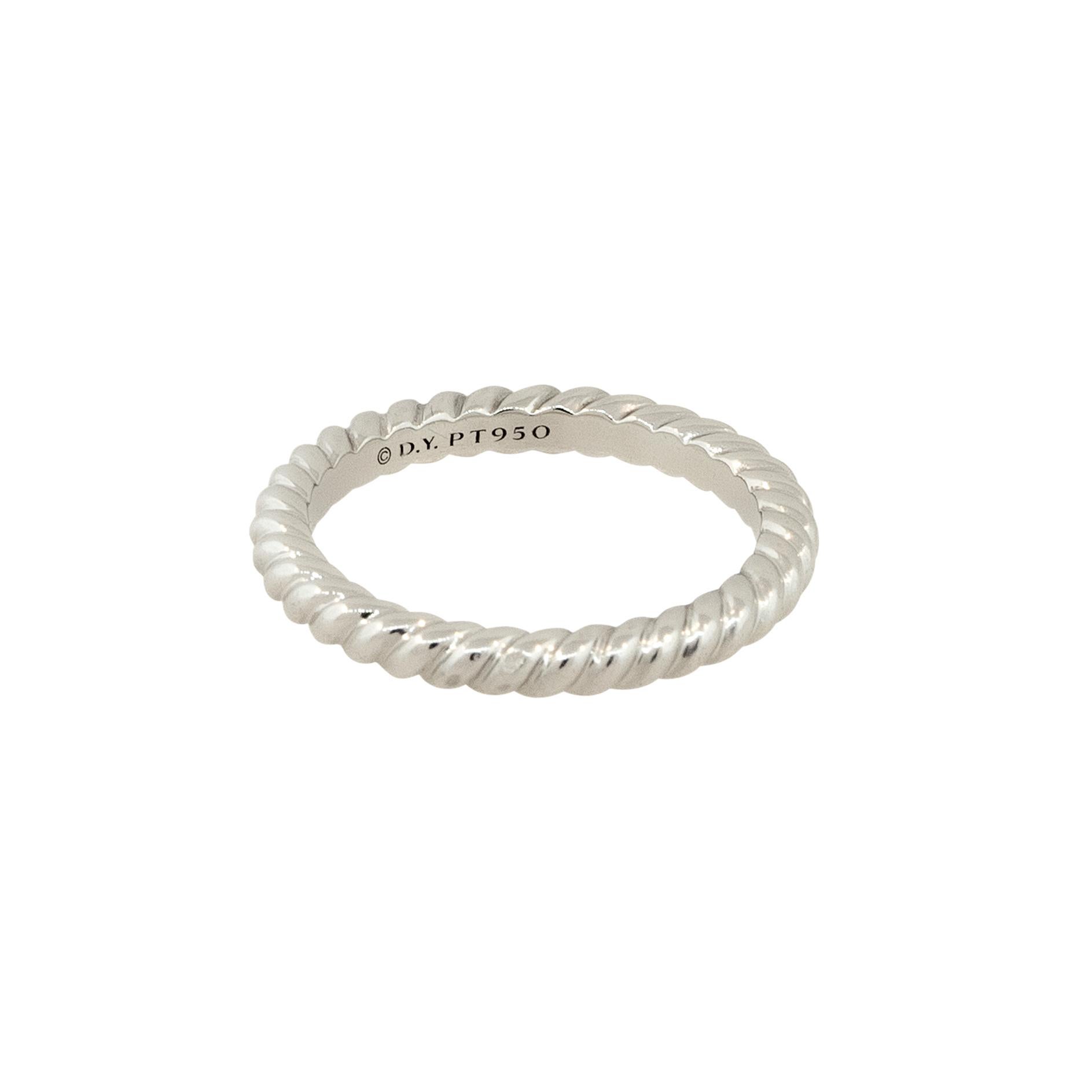 David Yurman Unity-Ehering aus Platin, auf Lager im Zustand „Hervorragend“ im Angebot in Boca Raton, FL