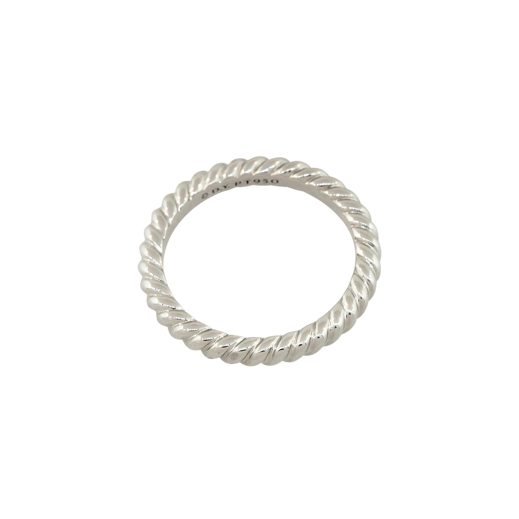 David Yurman Platinum Unity Cable Wedding Band in Stock In Excellent Condition For Sale In Boca Raton, FL