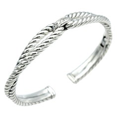David Yurman Pulsera bucle de cable de plata de ley pulida con diamantes