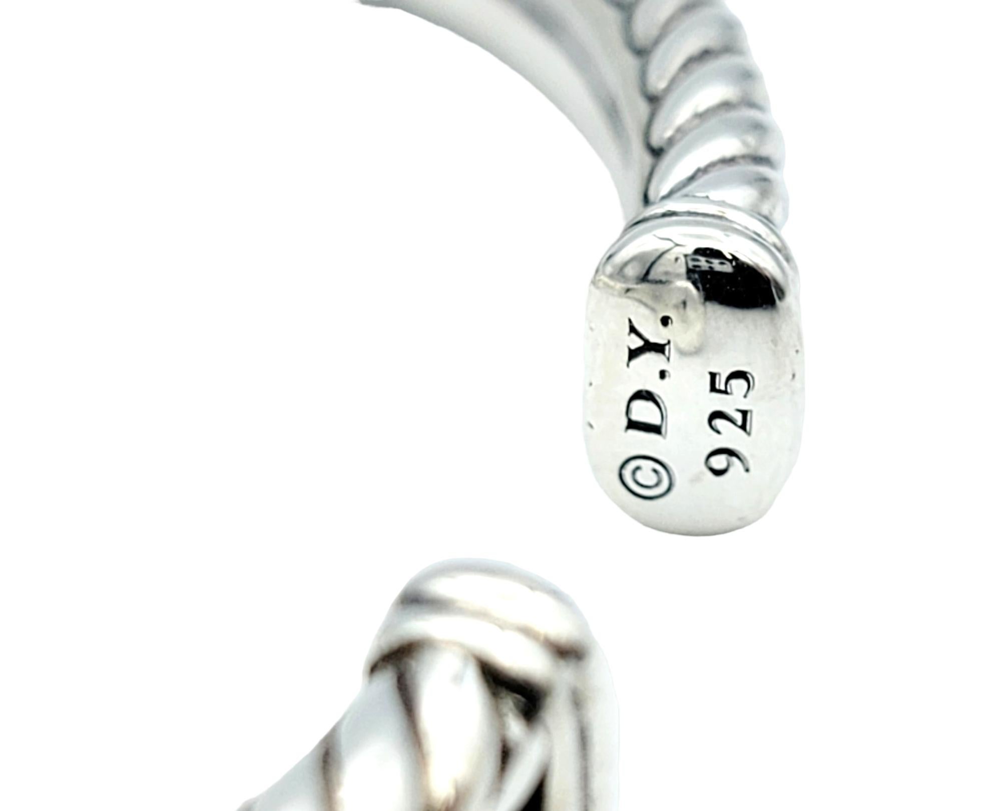Manschettenarmband aus poliertem Sterlingsilber mit Kabelschleifen und Diamanten von David Yurman im Angebot 1