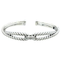 David Yurman Bracciale a Loop in argento 925 lucidato con diamanti