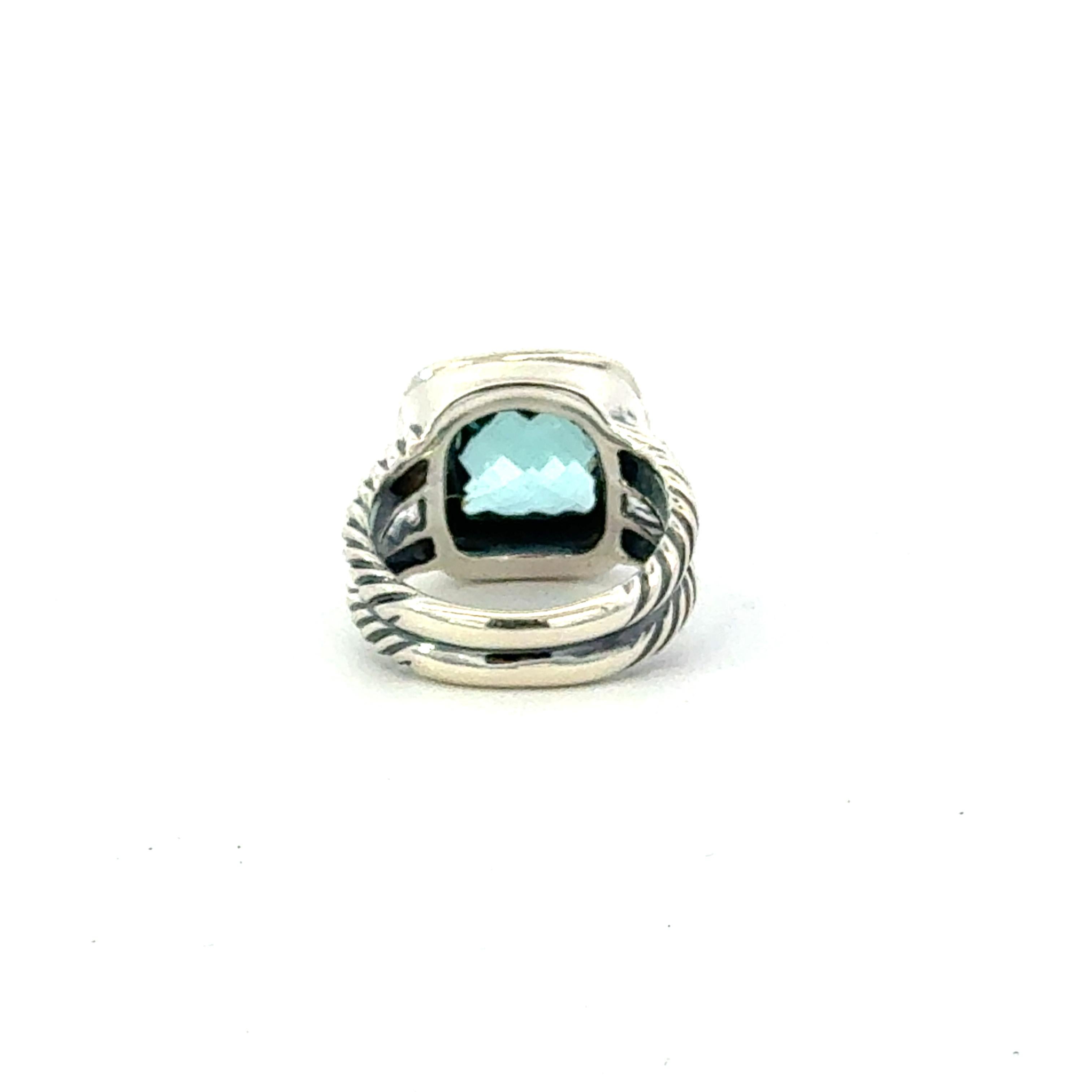 David Yurman Prasiolite Albion Ring Size 6, 11 mm Sterling Silver Estate In condizioni buone in vendita a Brooklyn, NY