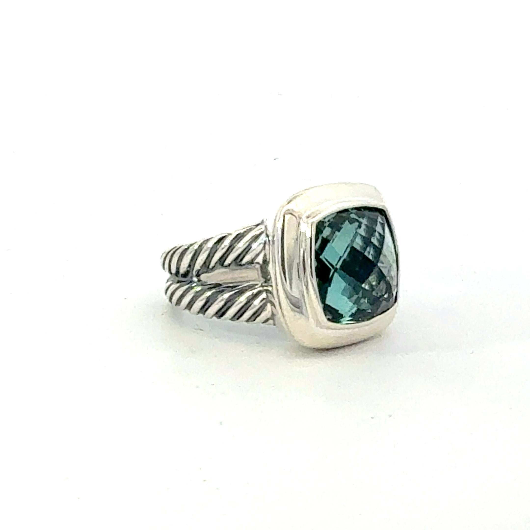 Donna David Yurman Prasiolite Albion Ring Size 6, 11 mm Sterling Silver Estate in vendita