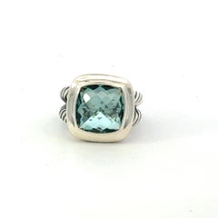 David Yurman Prasiolite Albion Ring Size 6, 11 mm Sterling Silver Estate