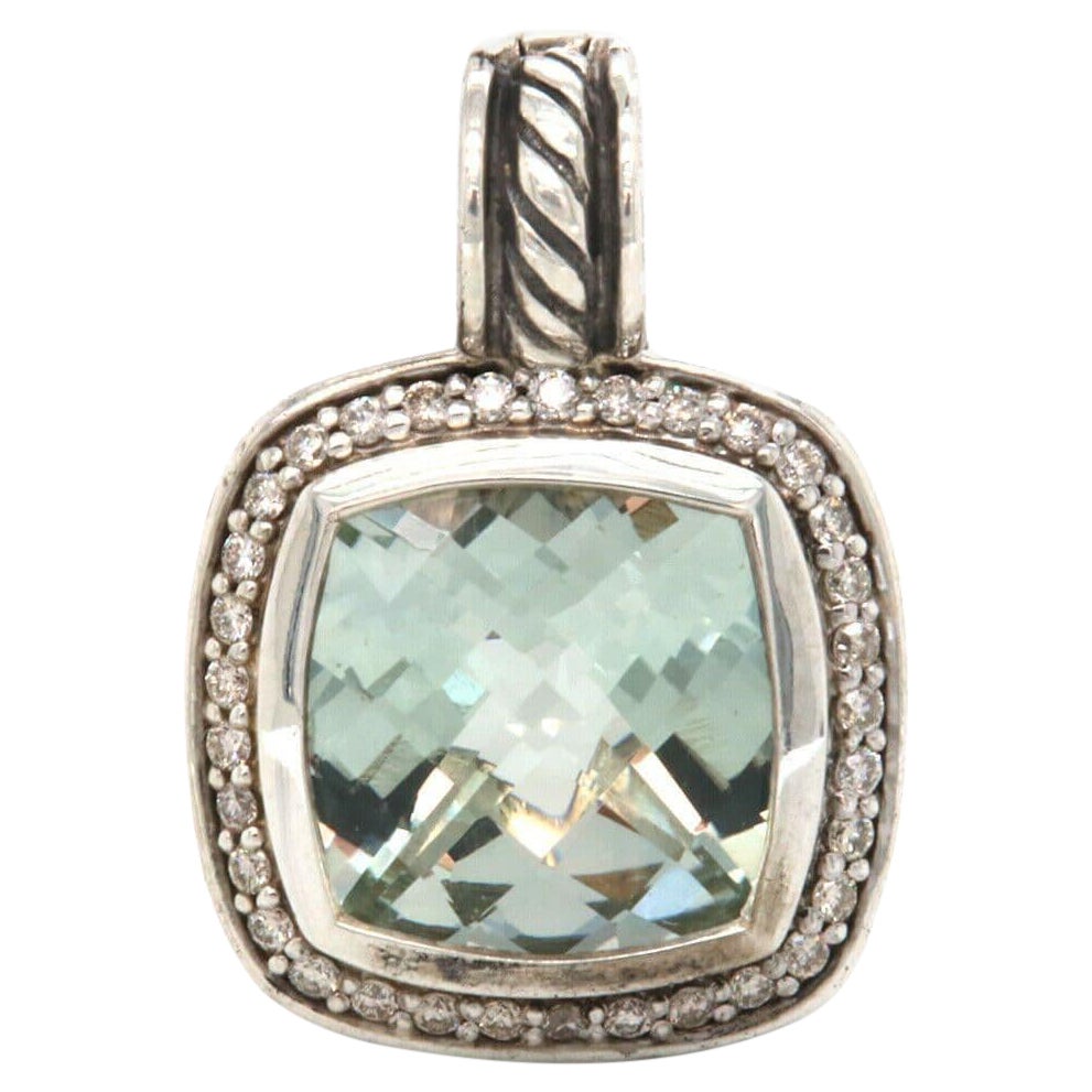David Yurman Pendentif Albion en argent sterling avec Prasiolite et diamants en vente