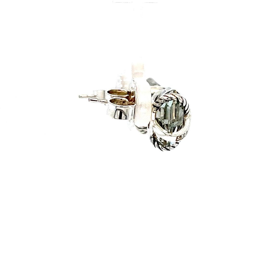Hexagon Cut David Yurman Prasiolite and Diamond Stud Earrings For Sale