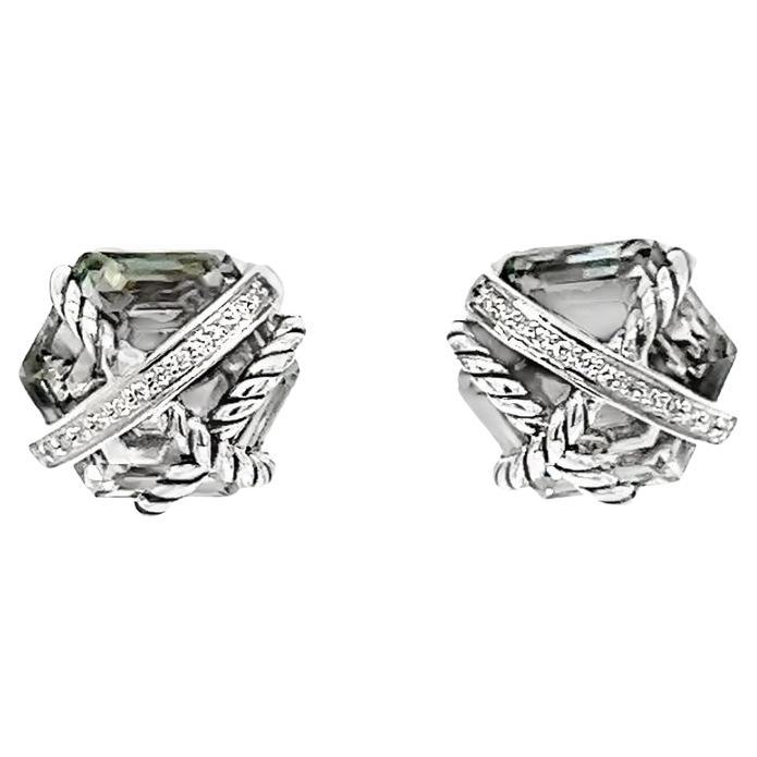 David Yurman Prasiolite and Diamond Stud Earrings