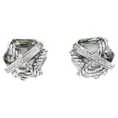 David Yurman Prasiolite and Diamond Stud Earrings