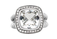 David Yurman Prasiolite Diamond Albion Cable Ring Sterling Silver Size 5